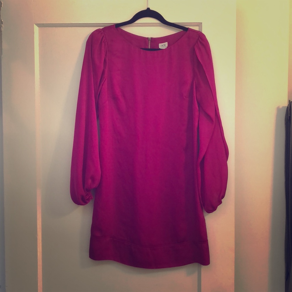 Fuchsia long sleeve cocktail dress